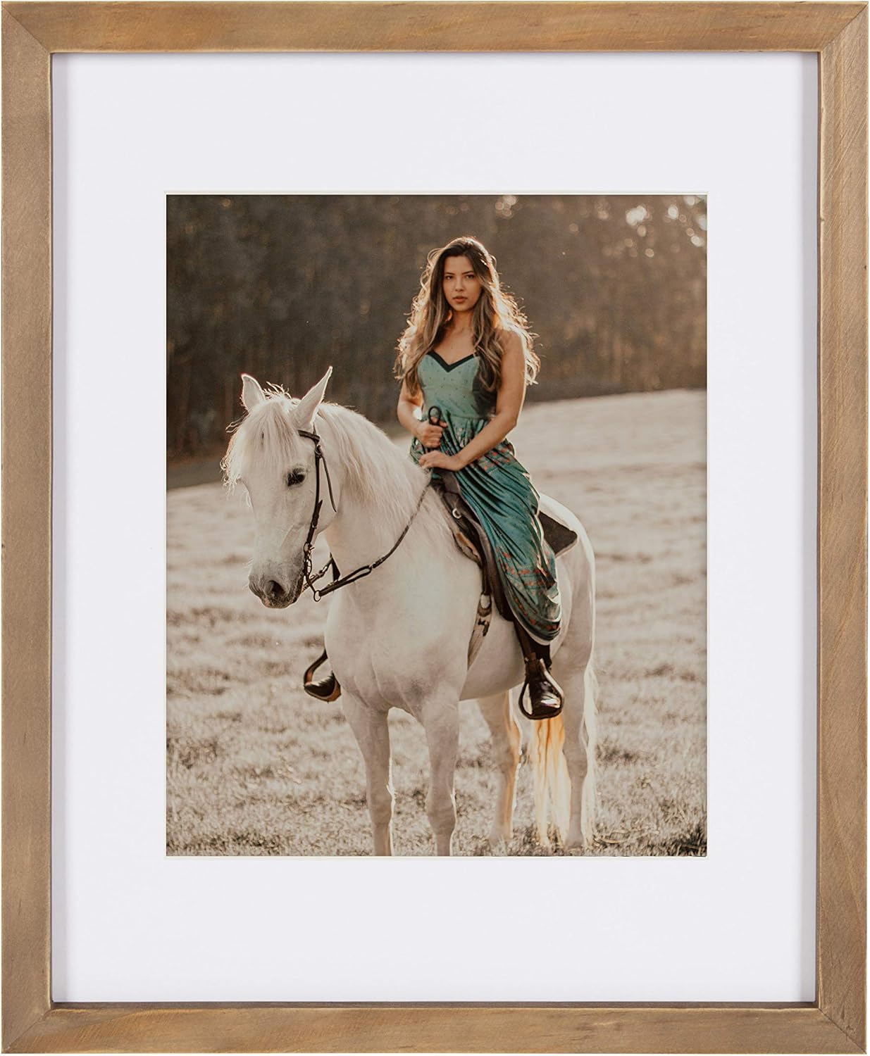 Rustic Brown Wood 12x15 Wall Gallery Frame Set, 11x14 matted to 8x10