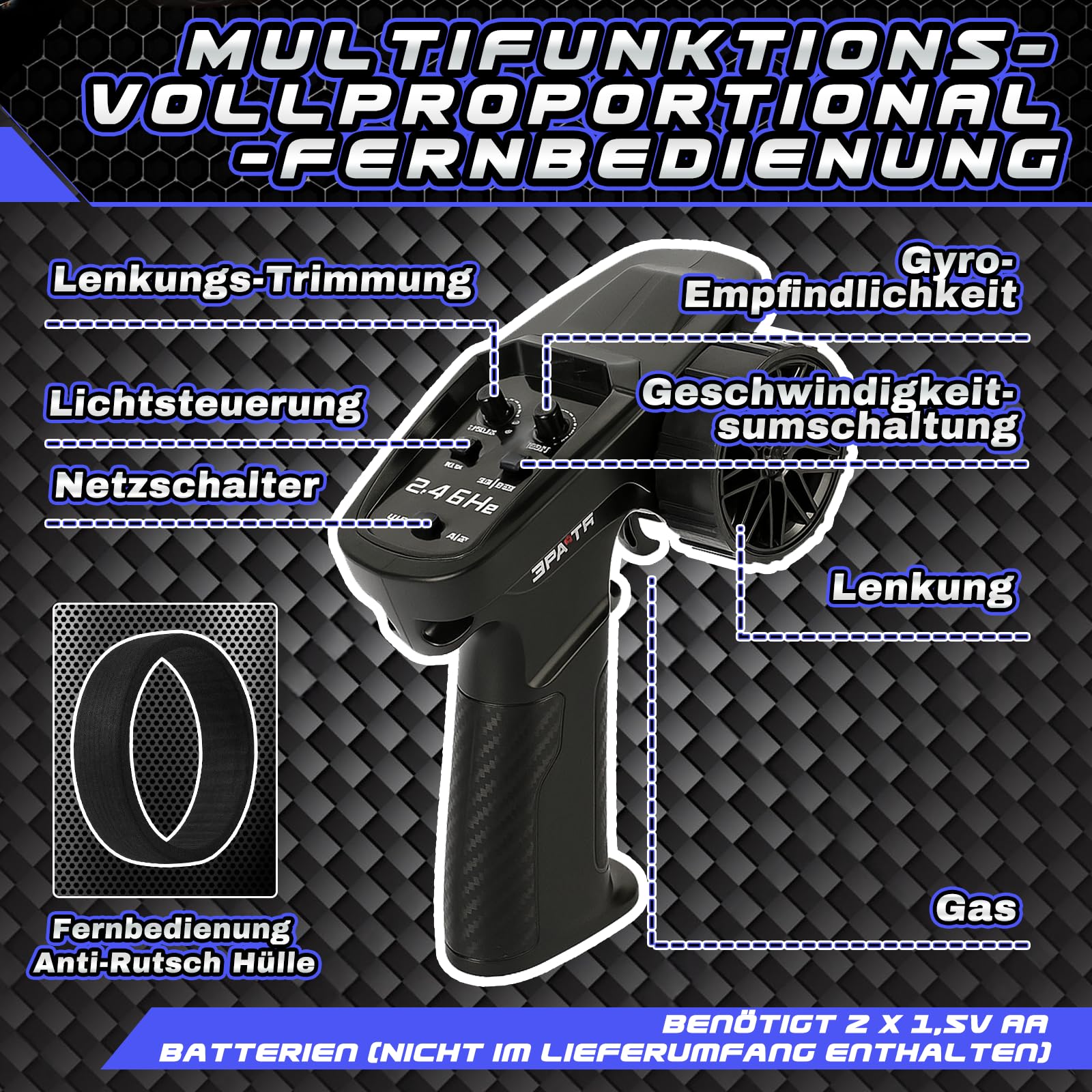 YOOHBERRYS Mini RC Drift Car Pro, 1:43 Frngesteuert Drift Auto, 4WD Tabletop Drift RC Car, Ferngesteuertes Auto mit Gyro, 15 km/h, Spielzeugauto für Kinder ab 14 Jahre (Grau)