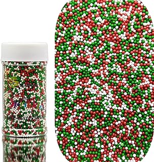 SE Si&Moos Red Green and White Christmas Sprinkles for Cake Decorating Red Green White Nonpareils Sprinkles Cookie Sprinkl...