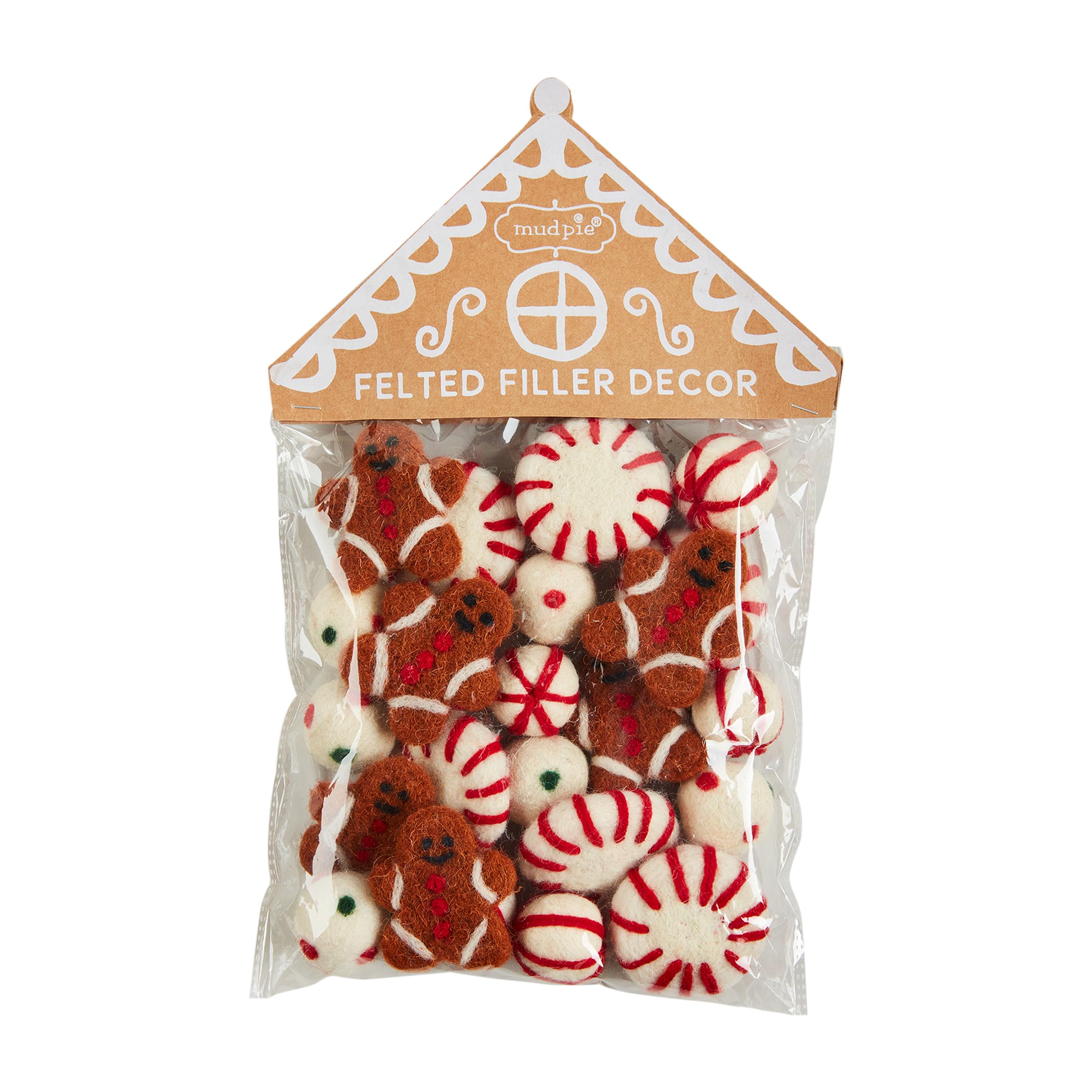 Mud Pie Gingerbread Felted Decorative Filler, RED