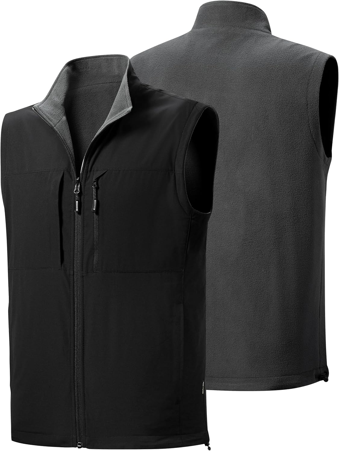 FREE SOLDIER Mens Winter Vest Outerwear Warm Fleece Lined Windproof Reversible Softshell Sleeveless Jacket for Work Hiking