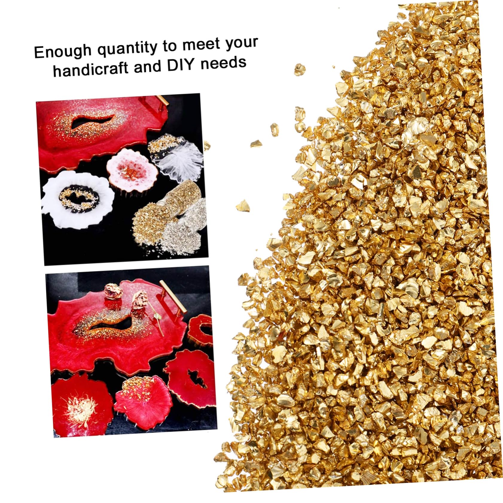 Uonlytech Bastel material Herstellung metallische Späne metallische Mini-Chips feines Glitzern scrabbook scrabook einmachgläser metallisches Glas handgefertigtes zerkleinertes Glas Golden