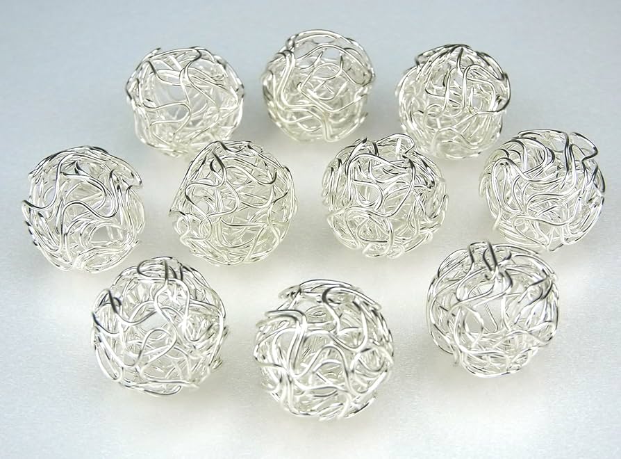 Amazon | 【とんぼ玉 R2M】 ワイヤーボール/18mm 10個/白銀