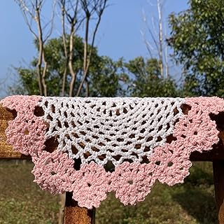 Vanyear Round Crochet Lace Doily Floral Design Fabric Coasters Doilies for Tables Value Pack Pink, 4pcs/Set 8" Crochet Doily