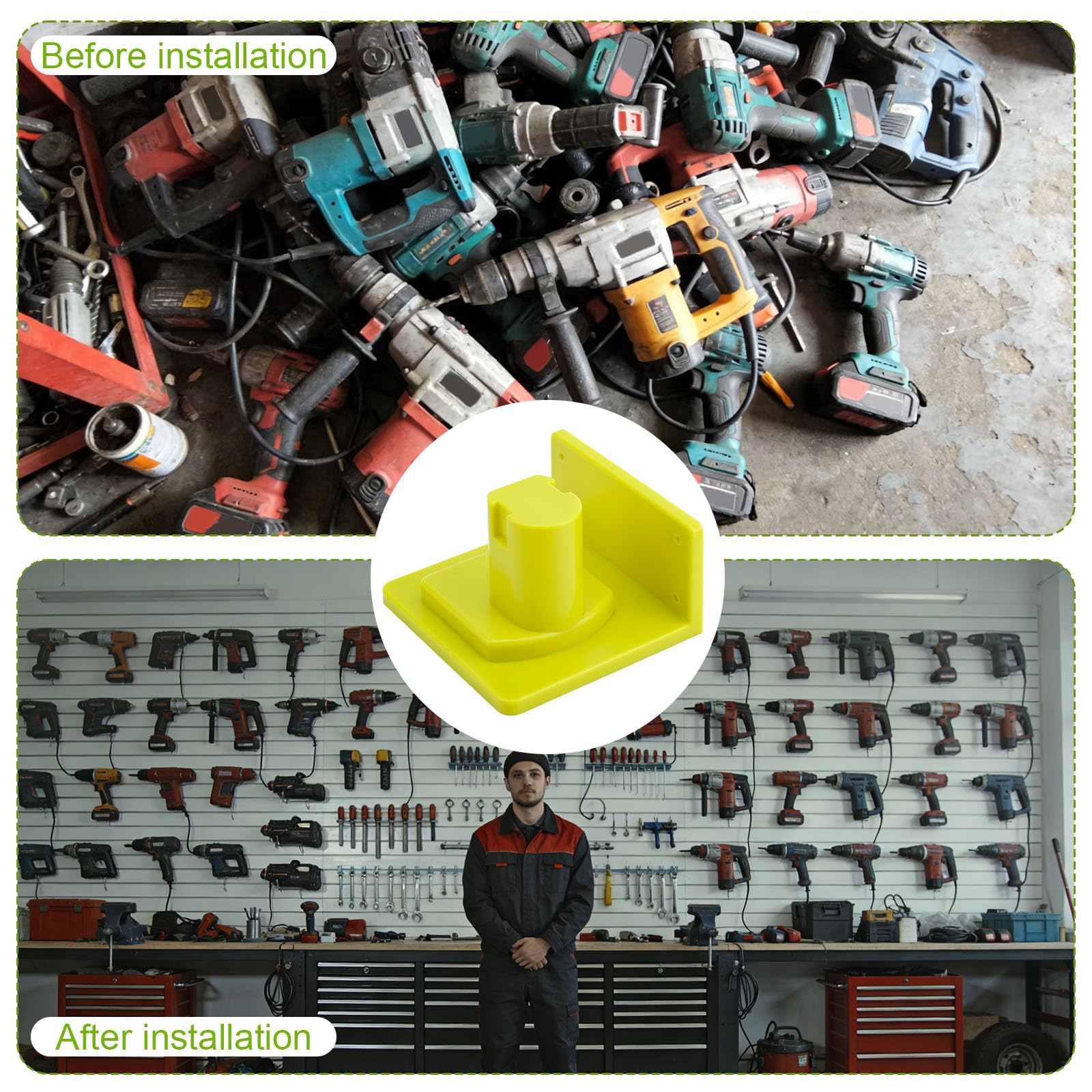 Lot de 10 supports à outils électriques pour Ryobi - Support mural durable avec 40 vis - Supports de rangement pratiques compatibles avec Ryobi 18 V