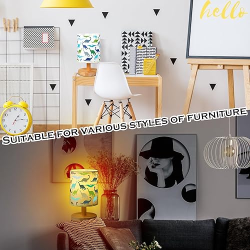 Miniatura 3 de VIHOSE Lámpara de mesita de noche para niños, para dormitorio, lámpara de mesita de noche con tela de lino, pantalla de dibujos animados, moderna