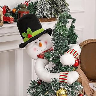 Christmas Tree Topper Snowman Santa Claus Hugger Tree Topper Ornament for Christmas Winter Holiday Home Decorations (Snowman, 96cm*60cm)
