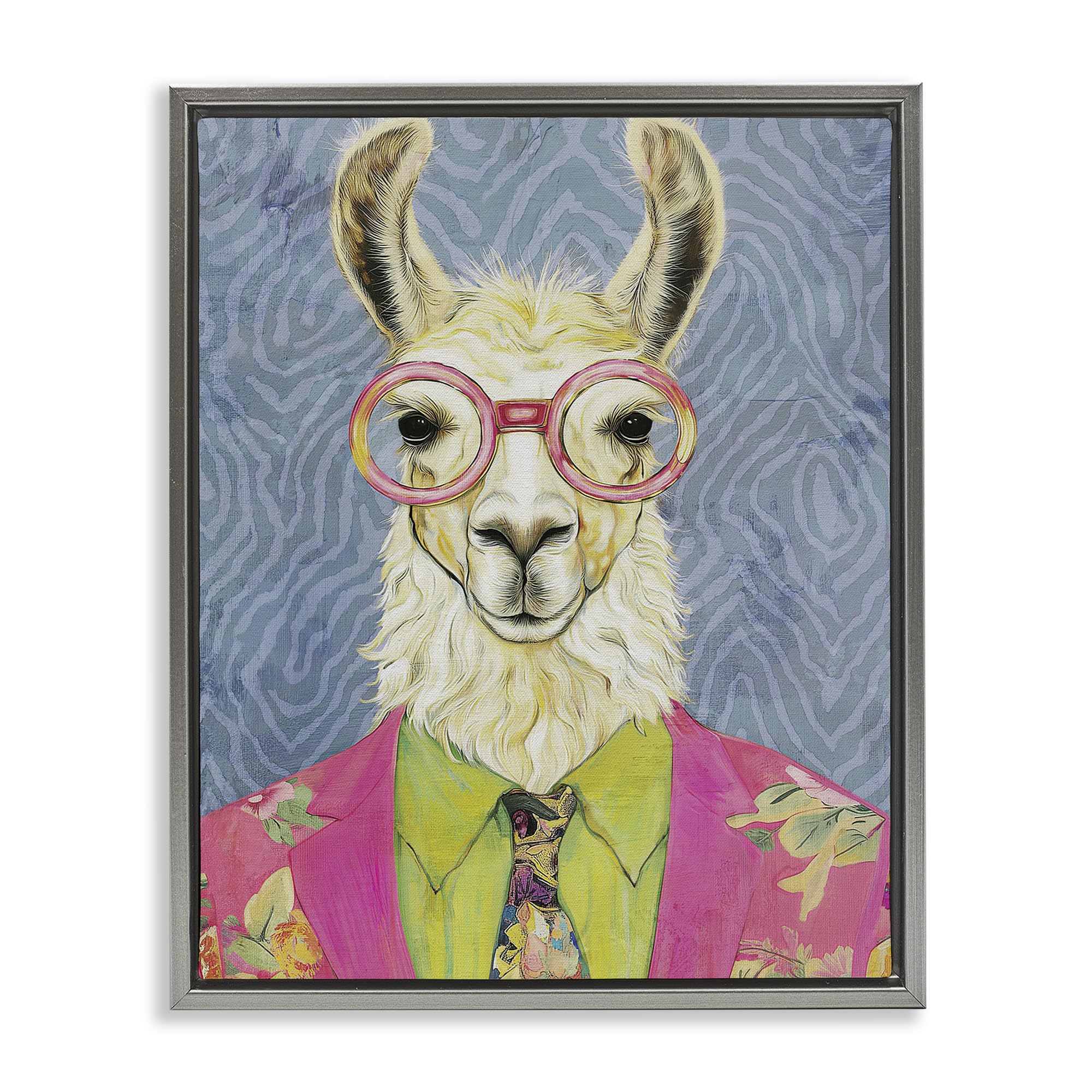 Stupell Industries Luster Gray (Matte) Bright Gaze Llama Portrait, 16 X 20 Inch Canvas In Floater Frame