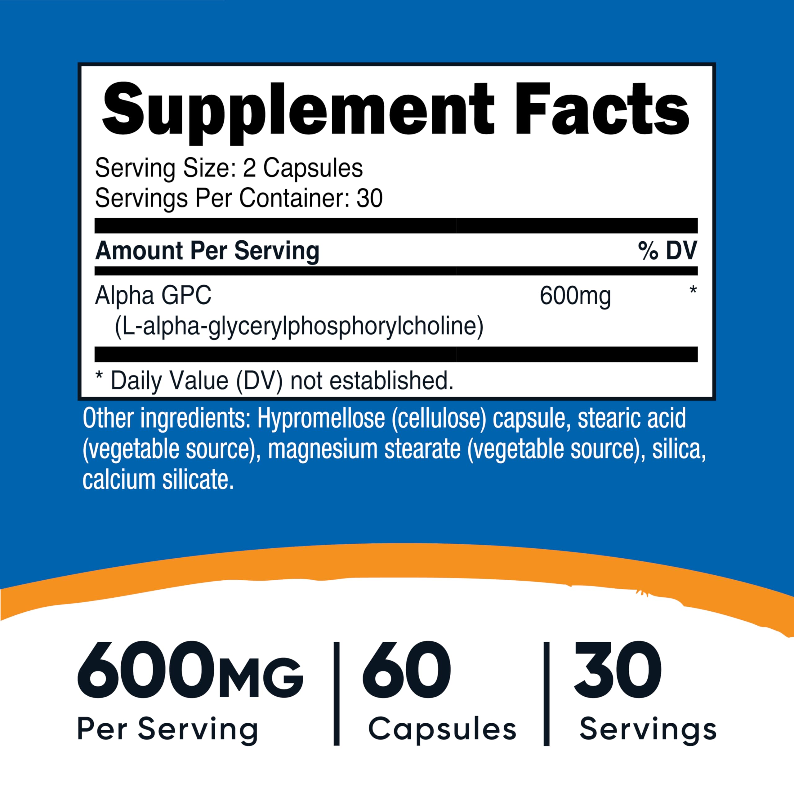 Nutricost アルファGPC 600mg 60粒 ベジタリアンカプセル