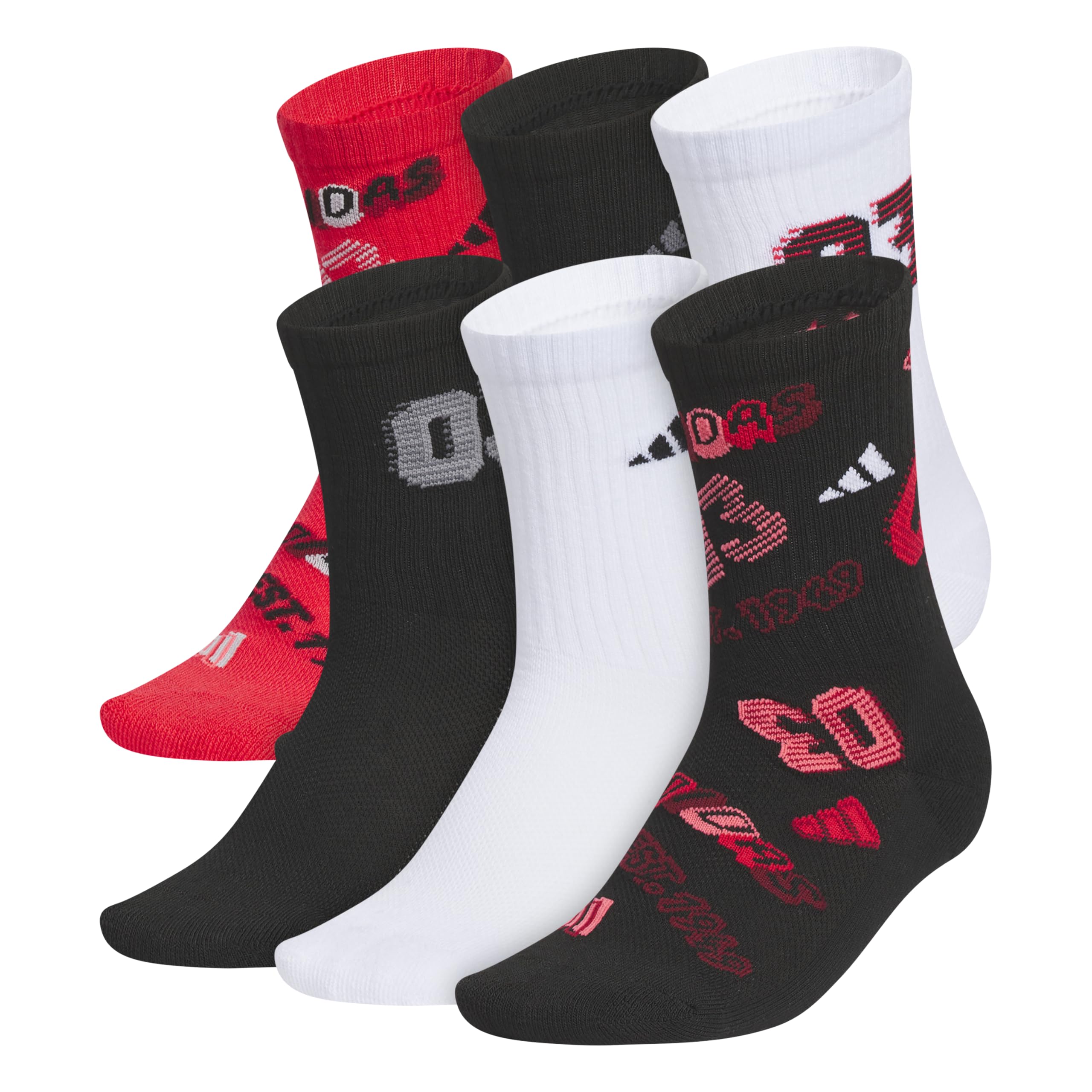 adidas Kids Athletic Cushioned Crew Socks 6 Pairs