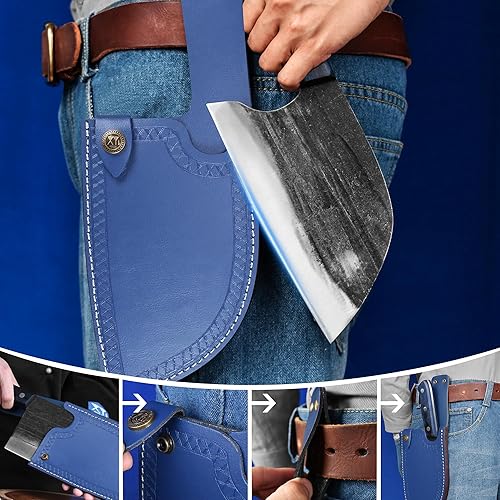 Vista 6 de XYJ Auténtico desde 1986, cuchillos de carnicero forjados antiguos, cuchillo de chef serbio con funda, cuchillo pequeño, cuchilla china