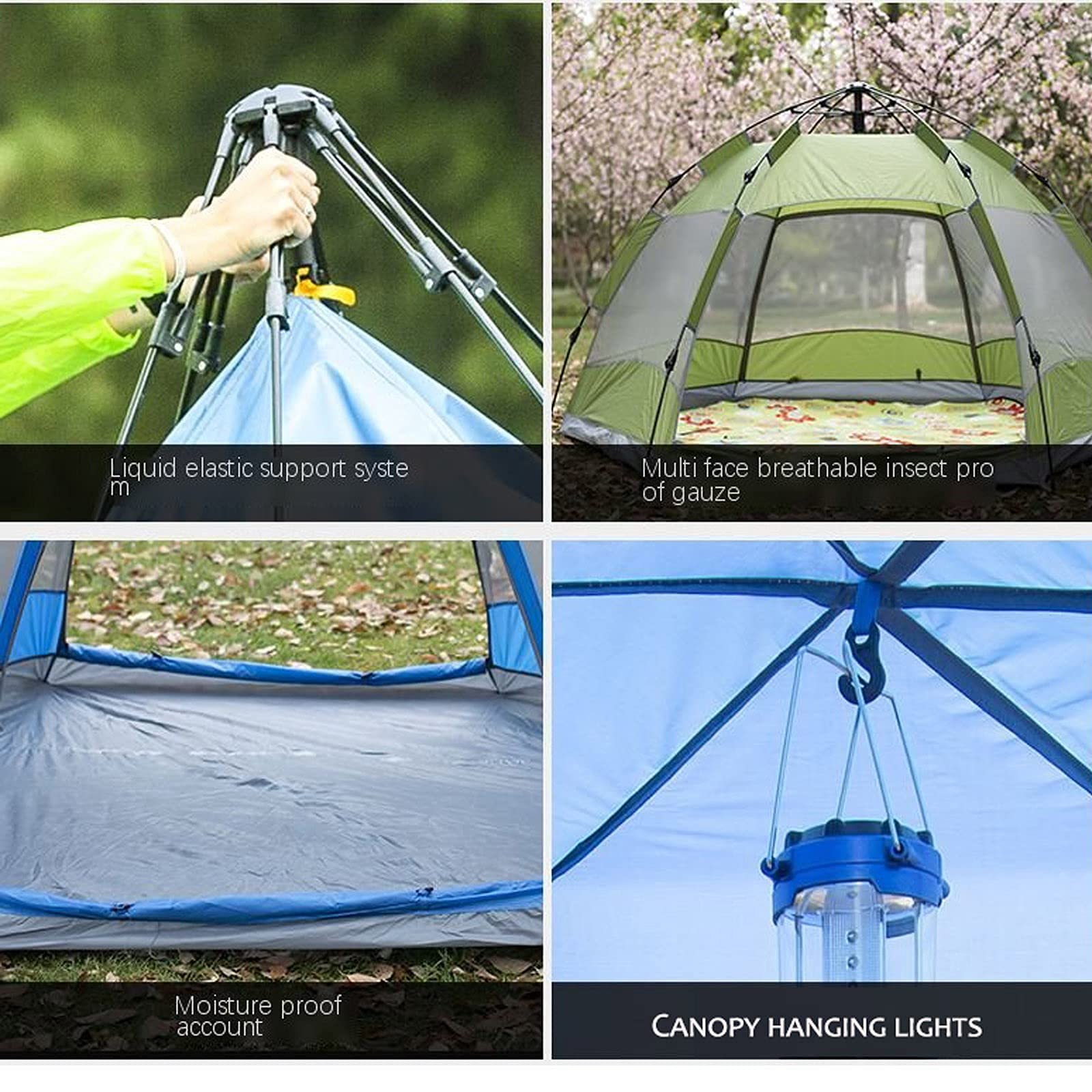 Automatisches sechseckiges Zelt, Urlaubsgrill im Freien, regensicheres, verdicktes Campingzelt, 3-4 Personen Sport & Freizeit