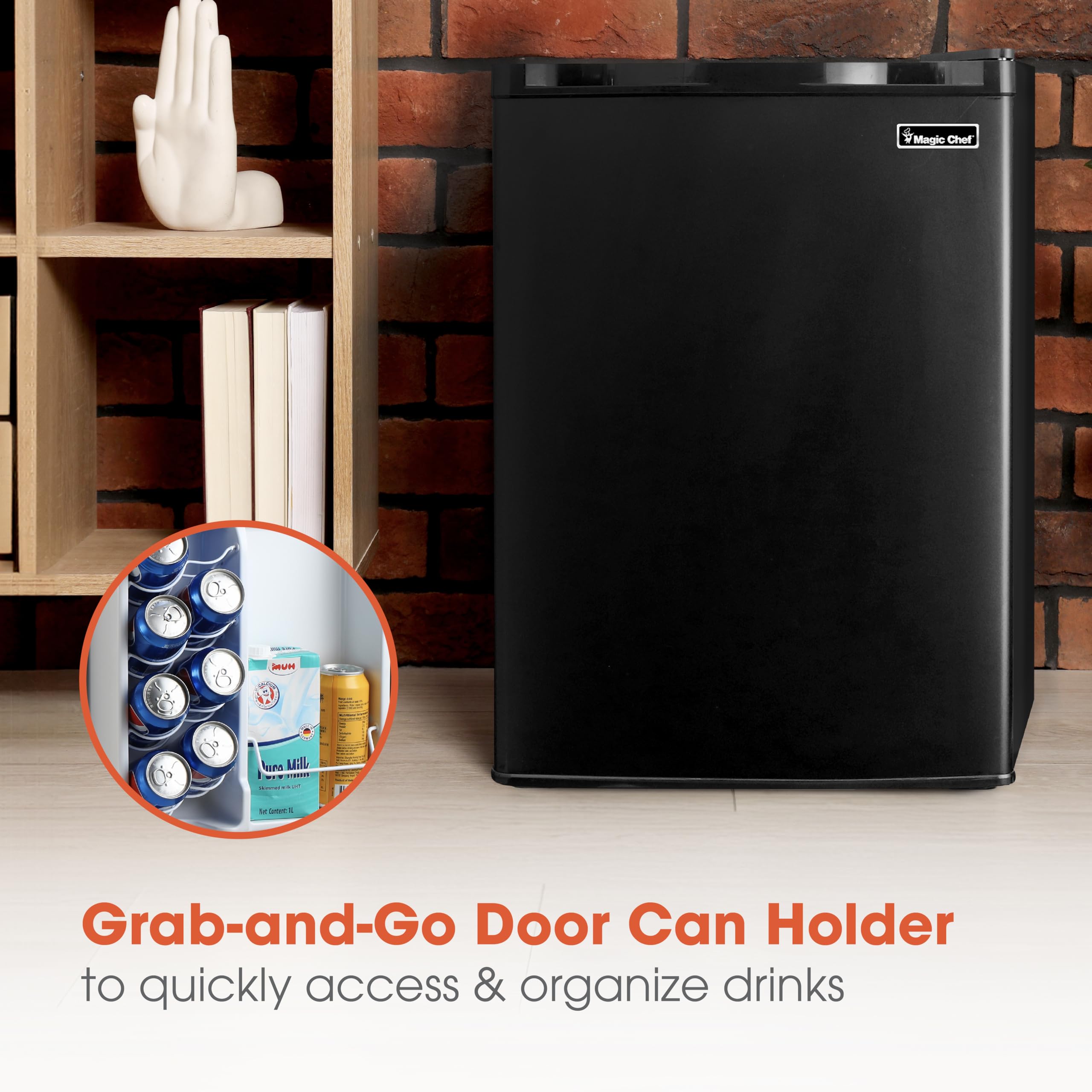 Magic Chef 4.4-Cu. Ft. Mini Fridge In Stainless Look, Small Compact Refrigerator With Freezer Compartment For Bedroom, Apartment, Dorm Room, Office on Fridge.com - View 5