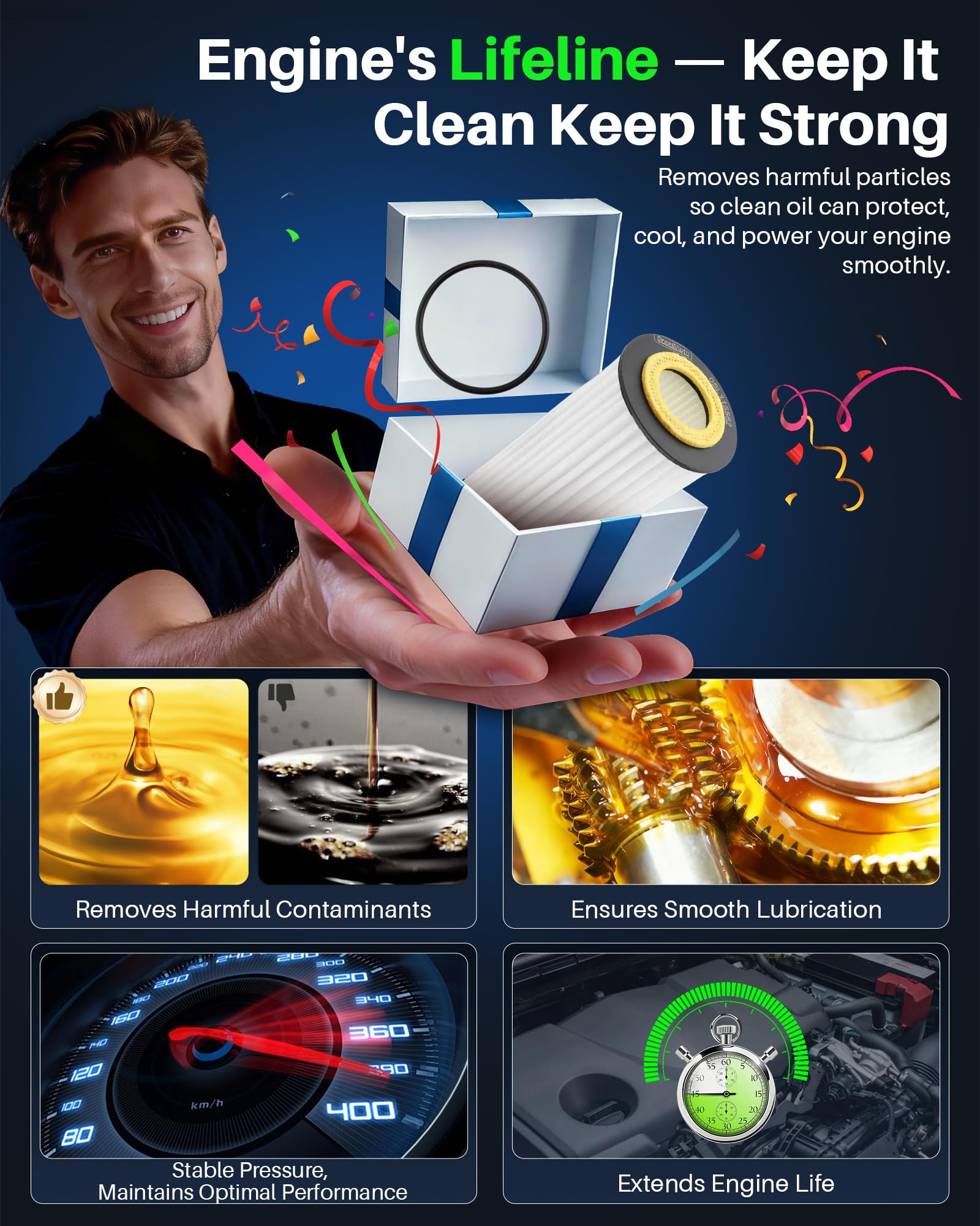 Premium-Synthetic Oil Filter for VW Jetta/Passat/Golf/Tiguan, for Audi A3/A4/Q5/Q7/A6/A5, for Porsche Macan – High Efficiency Replacement XG11784