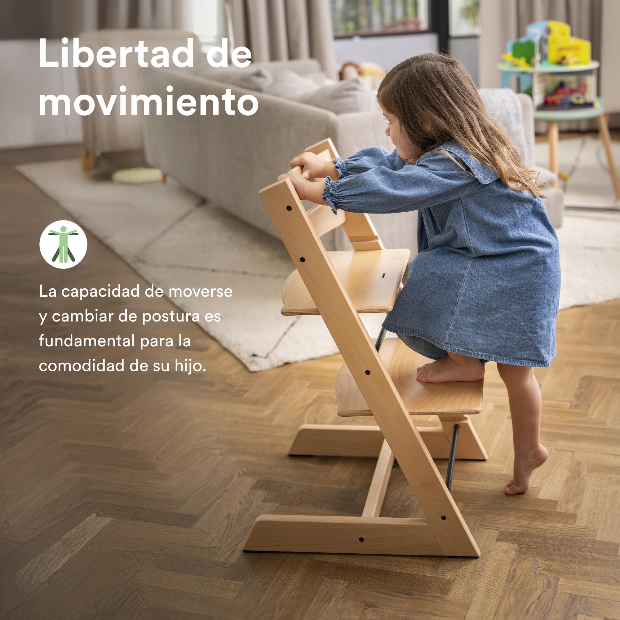 Silla Tripp Trapp de Stokke, Natural - Silla ajustable, evolutiva para recién nacidos, niños y adultos - Práctica, cómoda y ergonómica - Diseño atemporal