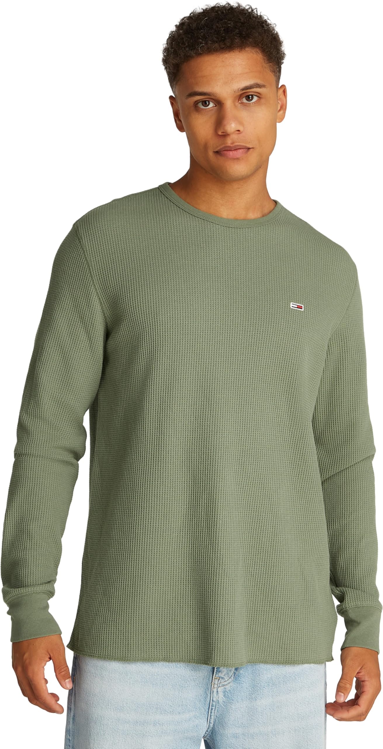 Tommy Jeans Men TJM Slim Waffle LS TEE EXT L/S T-Shirt, Black, M