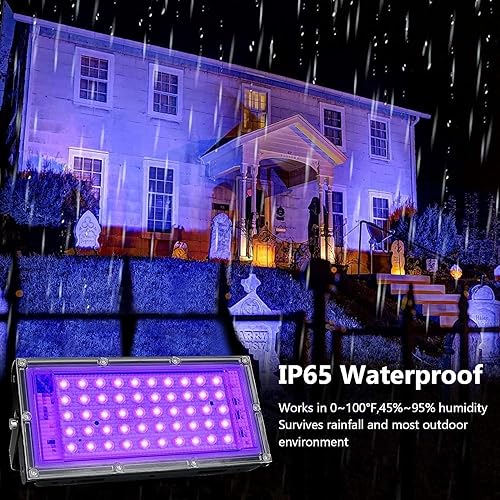 Miniatura 4 de Luces negras de 50 W, luz de inundación de luz negra con enchufe e interruptor, para fiesta brillante, Halloween, póster fluorescente, iluminación
