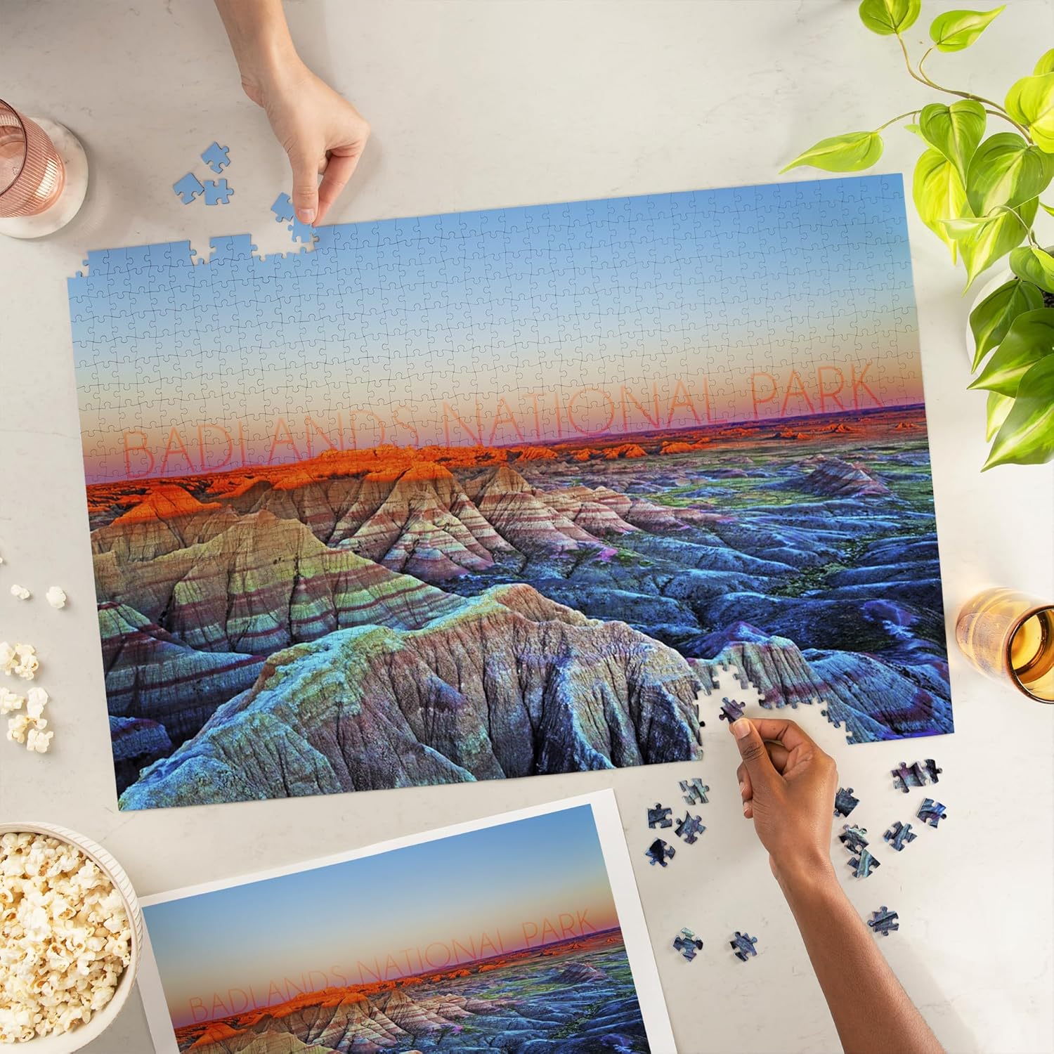 Lantern Press Badlands National Park, South Dakota, Sunrise 1000 Piece Jigsaw Puzzle for Adults, Made in USA with Reference Poster