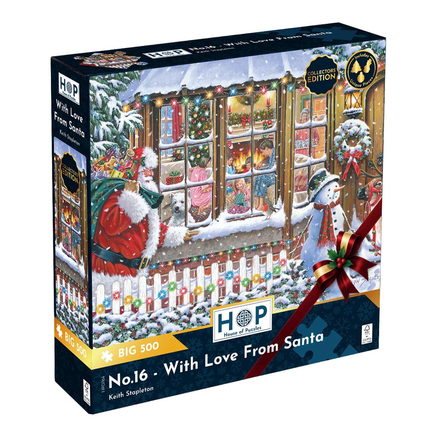 The House of Puzzles With Love From Santa Jigsaw - Big 500 Piece Jigsaws For Adults, Extra Large Pieces, Artist Illustrated, Scenic Landscape, Deluxe Puzzle Gifts