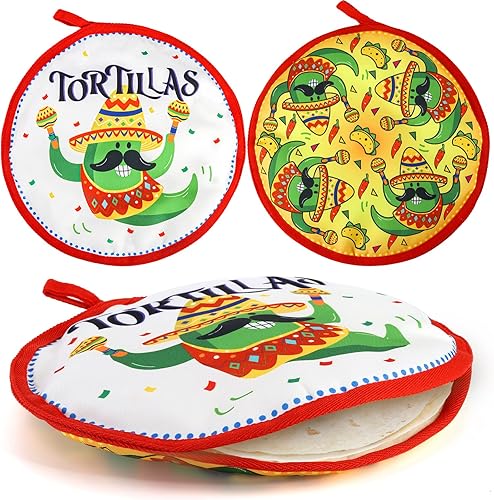 Miniatura 1 de Coloch Paquete de 3 bolsas para calentar tortillas, bolsa de tela aislada de 12 pulgadas para 15 tortillas, soporte para calentador de tacos para