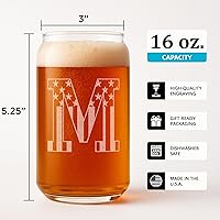 Vista 3 de Vasos de cerveza con monograma para hombres (A-Z) 16 oz - Regalos de cerveza para hombres hermano hijo papá vecino - Regalos únicos para él - Regalo