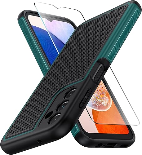 FNTCASE Funda para Samsung Galaxy A14-5G funda híbrida de doble capa a prueba de caídas, parachoques de TPU texturizado mate antideslizante,