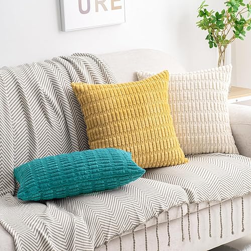 Miniatura 4 de HWY 50 Juego de 2 fundas de almohada decorativas de pana color burdeos de 20 x 20 pulgadas para sofá, sala de estar, cama, fundas de cojín cuadradas