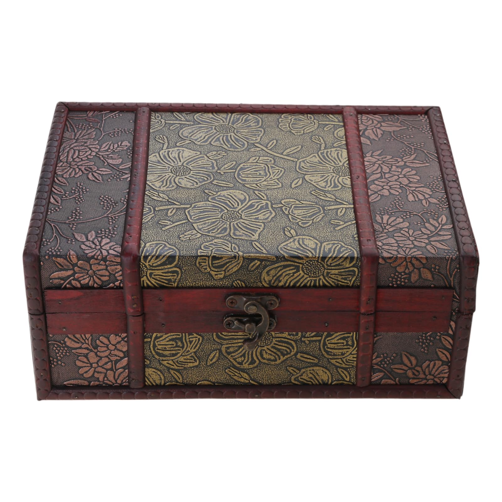 Elnwnnkc B Retro Wooden Decorative Ook Ox Treasure Chests Ox Storage Organizers Vintage Jewelry Case For Desk Decors Antique Memory Holder