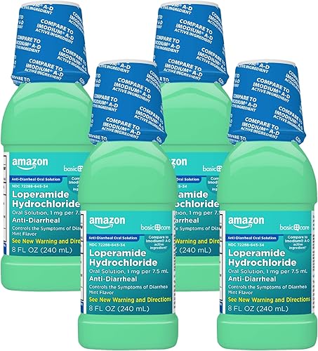 Tienda Basic Care Solución oral de clorhidrato de loperamida, 1 mg por 0.3 fl oz, medicamento antidiarreico, medicamento contra la diarrea para