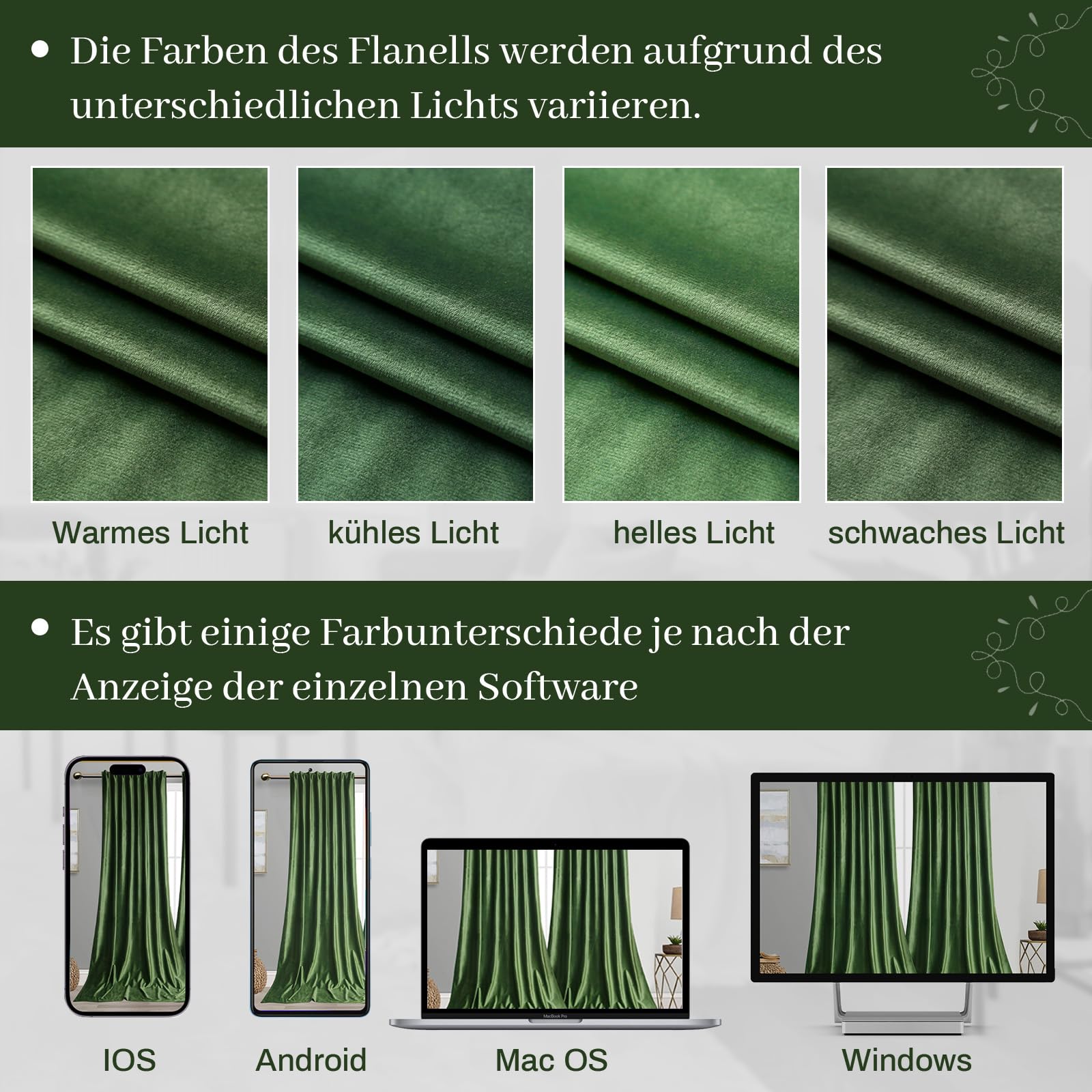 Rosnek Thermovorhang Kräuselband 2 Stück,90% Blackout Curtains Thermogardine Vorhang Samt,Verdunkelungsvorhänge übergardinen Vorhänge,Olivgrün,H244xB132CM