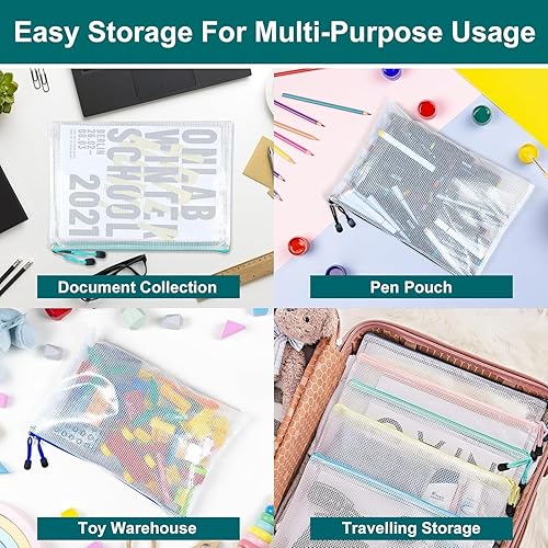 Miniatura 4 de ZYBERIX - 24 bolsas duraderas para organizador de documentos para suministros de oficina, bolsas de plástico impermeables con cremallera para