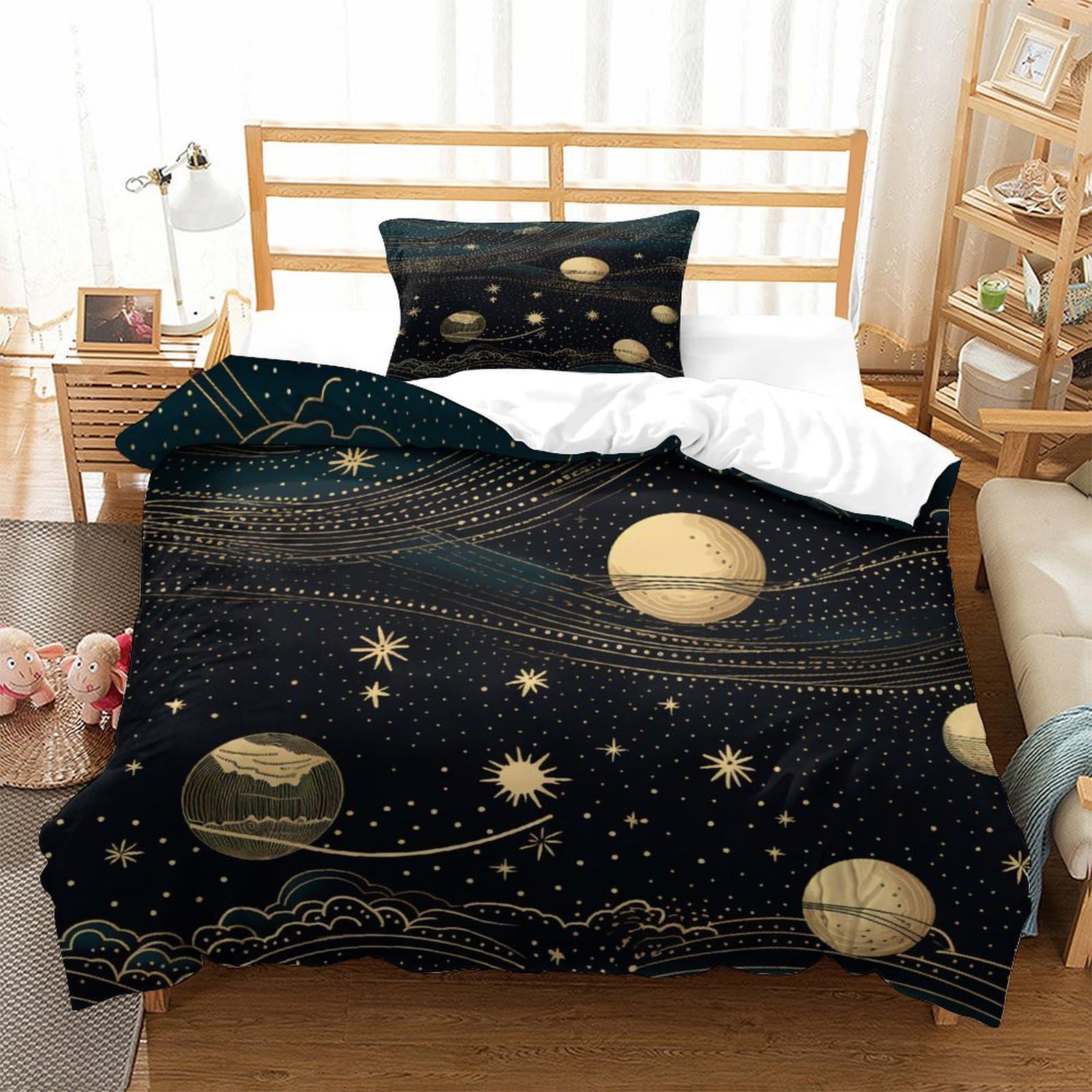 P1S9U7W5Y Galaxy 3D Printed Microfiber 3pcs Space Duvet Cover Set Astronomy Bedding Single