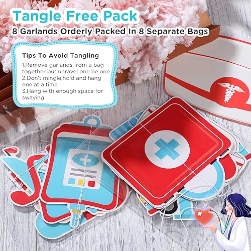 Miniatura 6 de Censen 8 guirnaldas de fiesta de enfermera, decoración de la semana de enfermería, médico, graduación, pancartas de papel, decoración colgante de