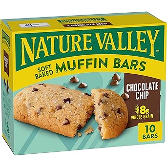 Nature Valley Soft Baked Muffin Bars, Chocolate Chip, Snack Bars, 10 Bars, 12.4 oz