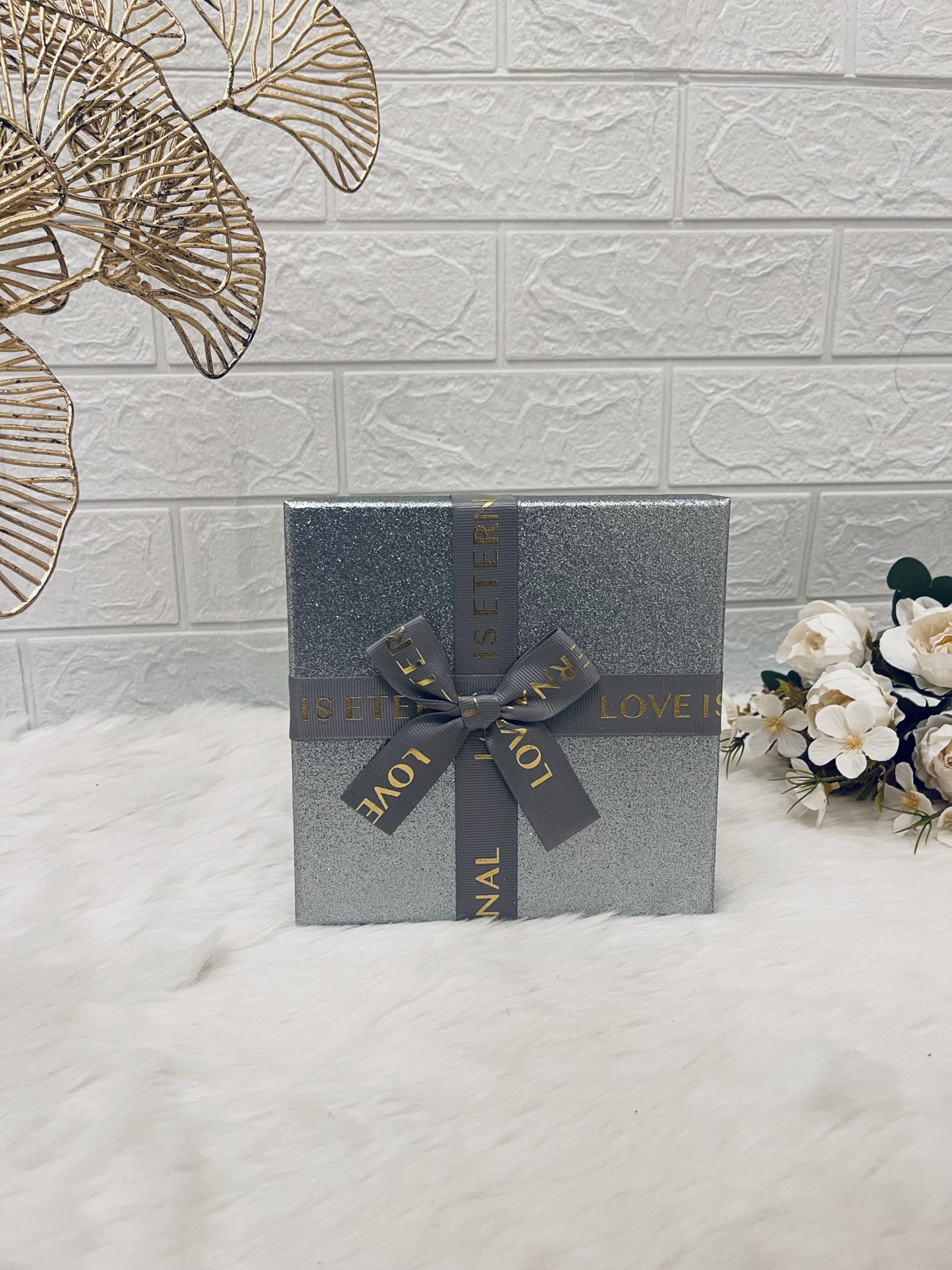 Silver Square Glitter Gift Box, Paper Gift Box Cardboard Multipurpose box, Chocolate, Hamper Packaging, Valentines gift box (Small) (B0DBJ4ZQV3) Amazon Price History, Amazon Price Tracker