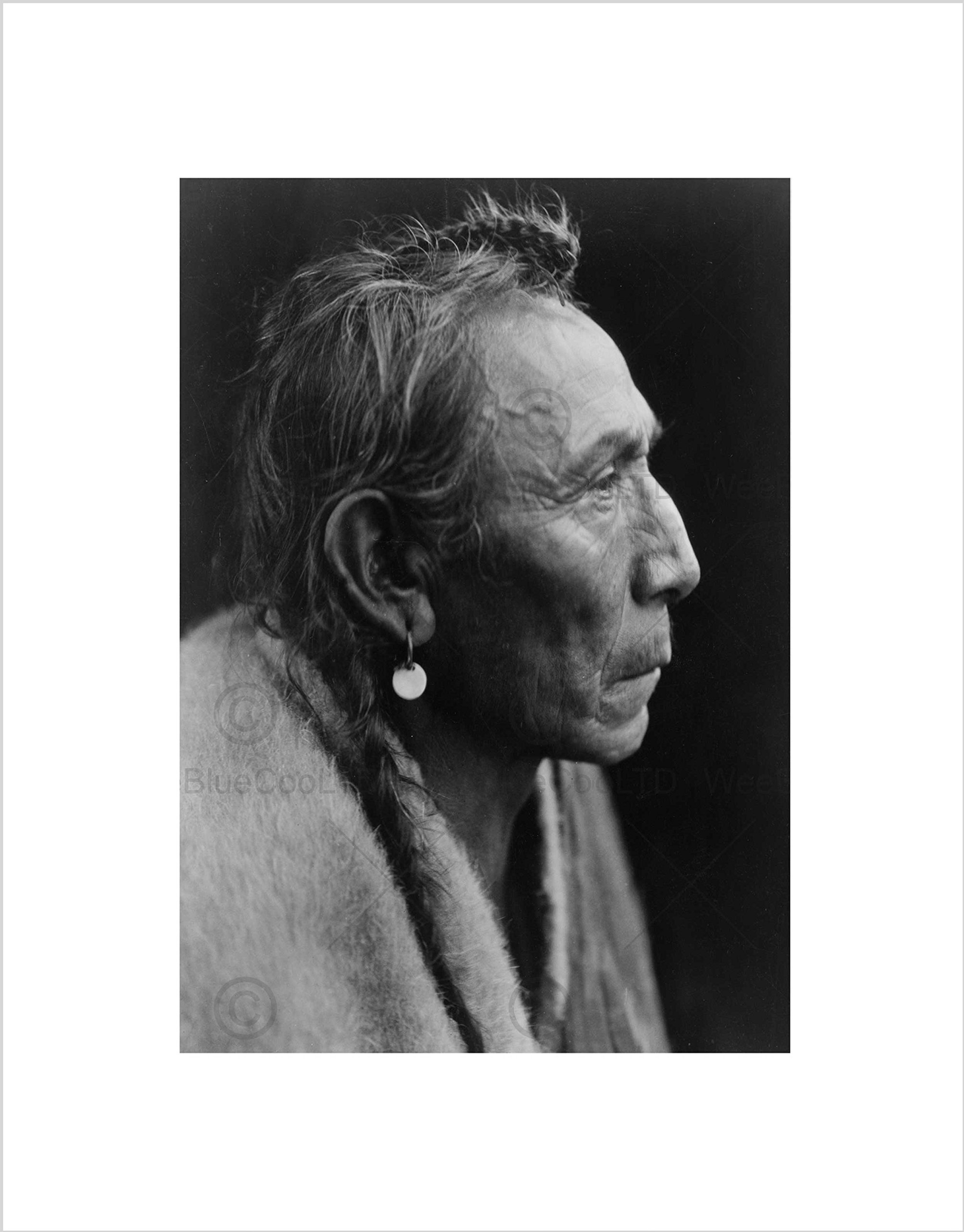 Wee Blue Coo VINTAGE PORTRAIT NATIVE AMERICAN AKI TANNI SARSI USA FRAMED ART PRINT B12X3521
