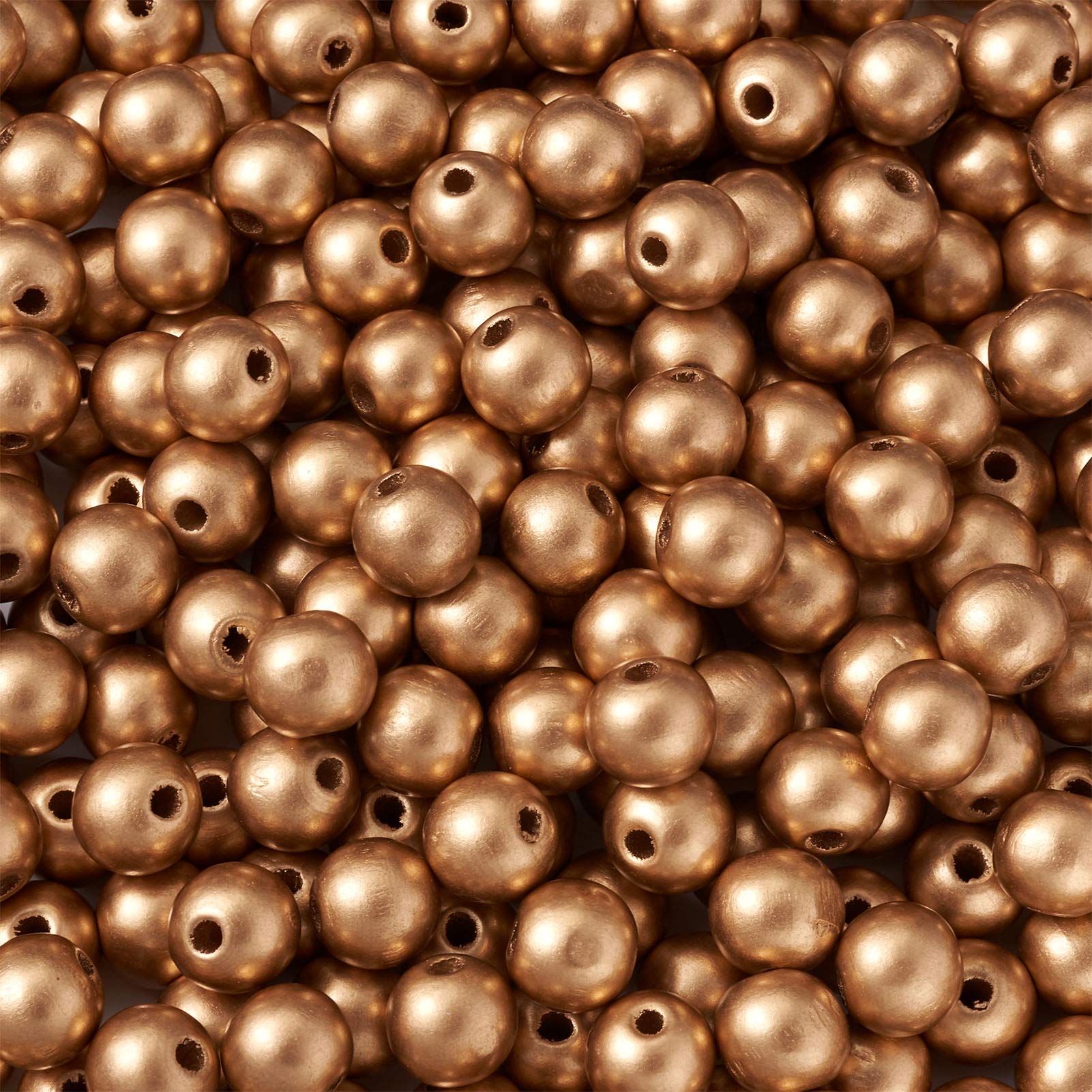 Craftdady 500Pcs Gold Painted Wood Beads Round 12mm Large Hole Wooden Ball Spacer Beads for Jewellery Making Macrame Craft Christmas Garland Decorations - Image 3