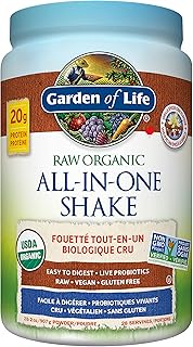 Garden Of Life Raw All-in-One Nutritional Shake, Vanilla Spiced Chai, (28 servings- 907g). Packed with 20 grams of Certified Organic Plant Protein packed with incredible nutrition to help build lean muscle. Loaded with 44 Superfoods, 21 Whole Food Vitamins & Minerals. Less than 1 gram of Sugar