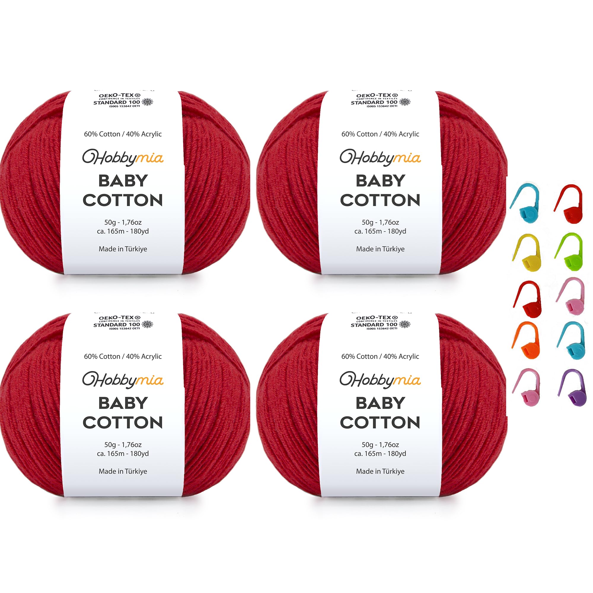 Baby Cotton Blend Yarn – Soft Sport Weight Yarn for Crochet & Amigurumi - 50g/180yds - 60% Cotton 40% Acrylic - Ideal for Baby & Knitting Proj.(Neon Green, 1 Ball) — view 106