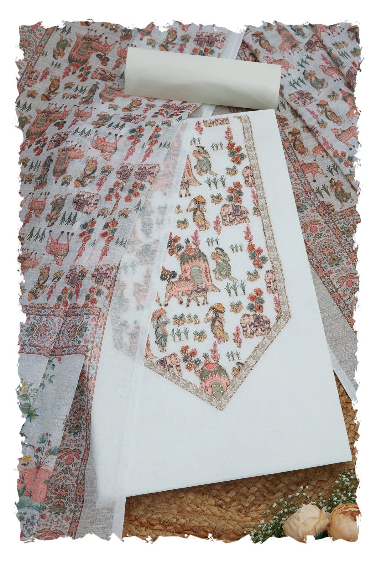 Womens Linen Ethnic Motifs Unstitch Dress Material With Zari-image-44