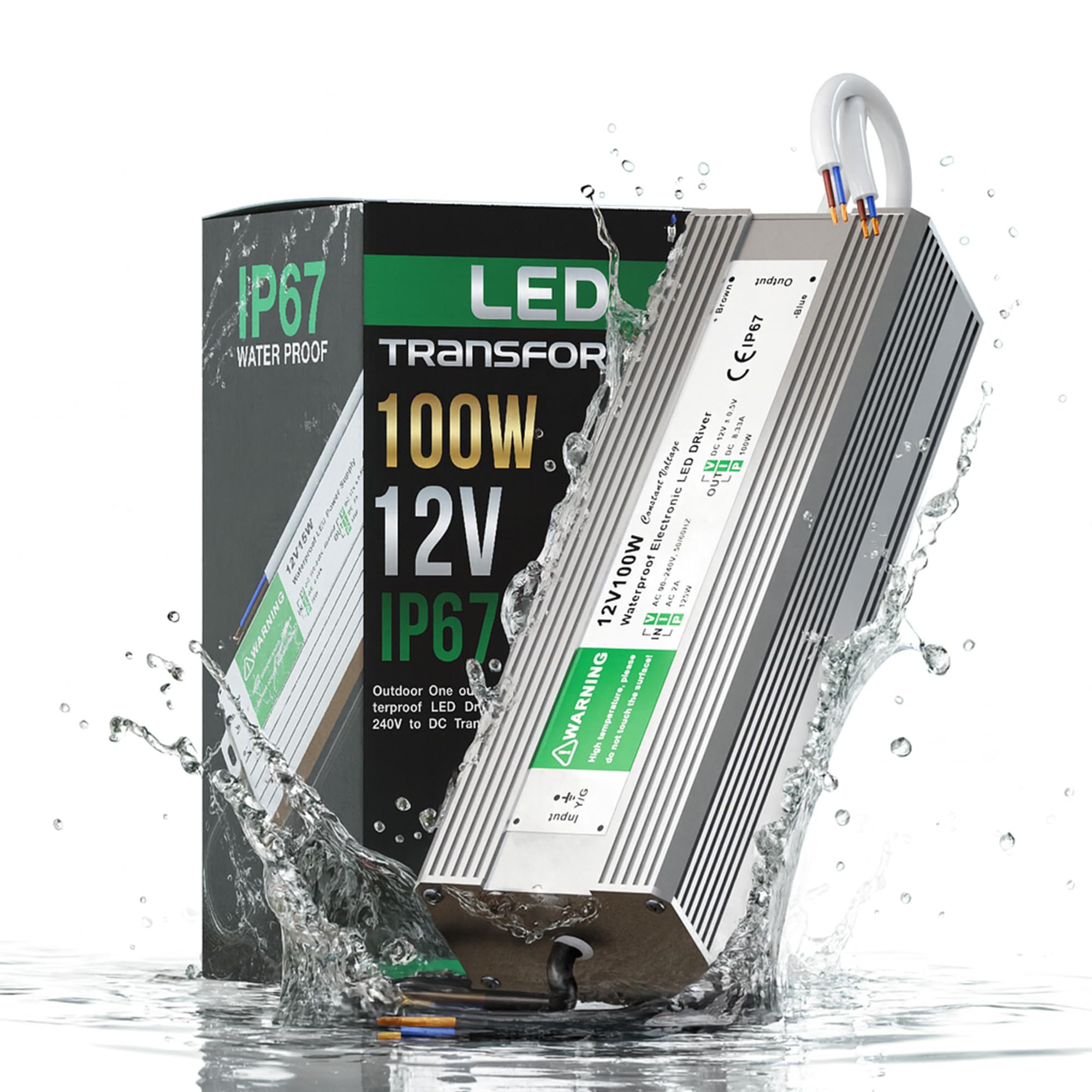 12V LED Driver 100W LED Transformer, 220V to 12V Power Transformer, AC 220V to DC 12 Volt 8.33A Compact Constant Voltage Water Proof Low Voltage Transformer for LED Strip Lights Garden Light