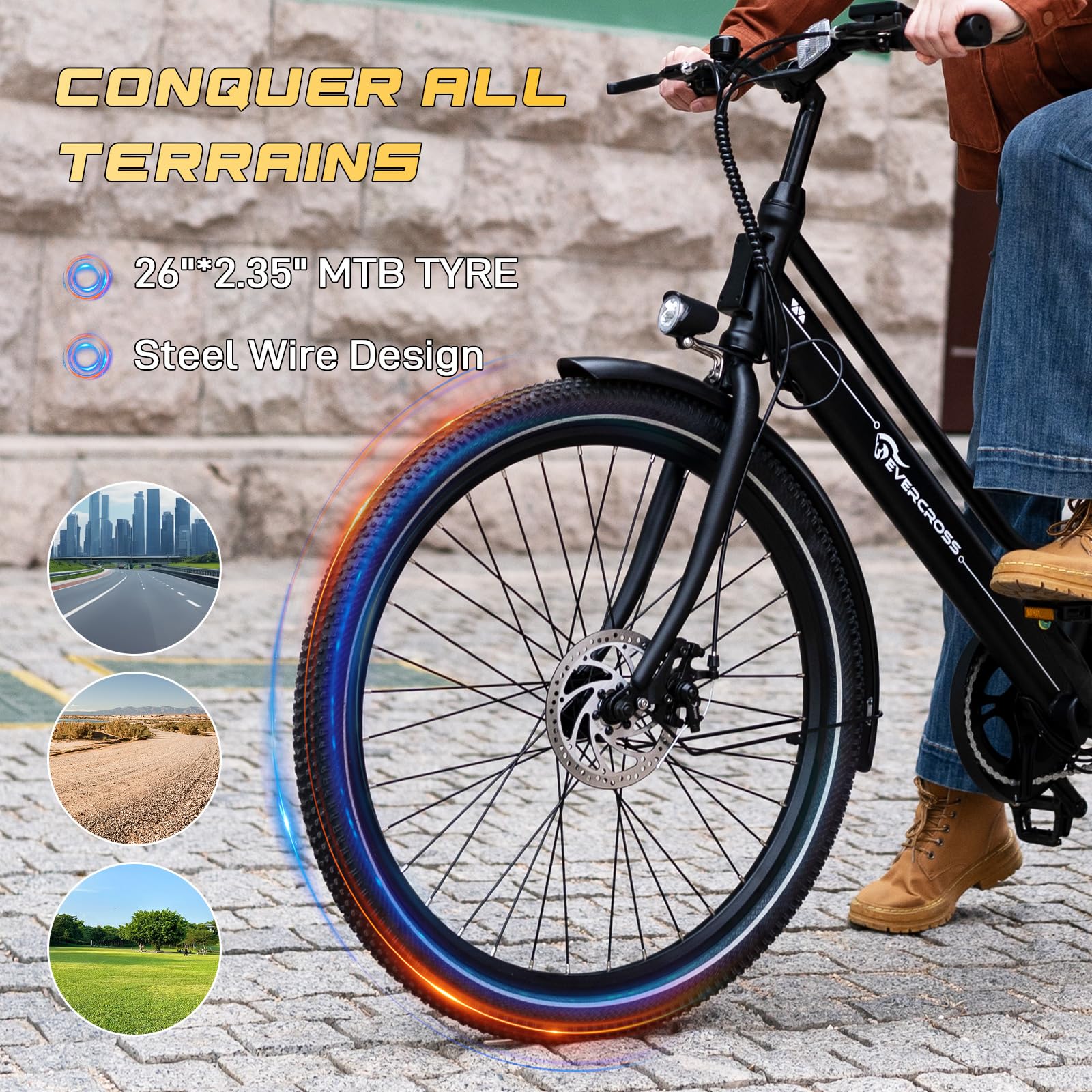 EVERCROSS EK8 Elektrofahrräder Erwachsene, 26 Zoll E-Bike - 250W Motor, 36V 15,6AH Akku, 15/20/25 KM/H, 120KG Max. Belastung, Mountainbike Elektrofahrrad für Frauen Männer