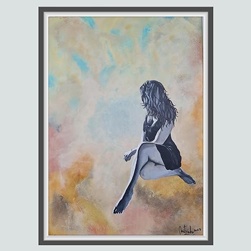 Miniatura 3 de " La espera " Pintura hecha a mano, acrílico sobre lienzo, arte de pared original abstracto,pieza única firmada por la artista,certificado de