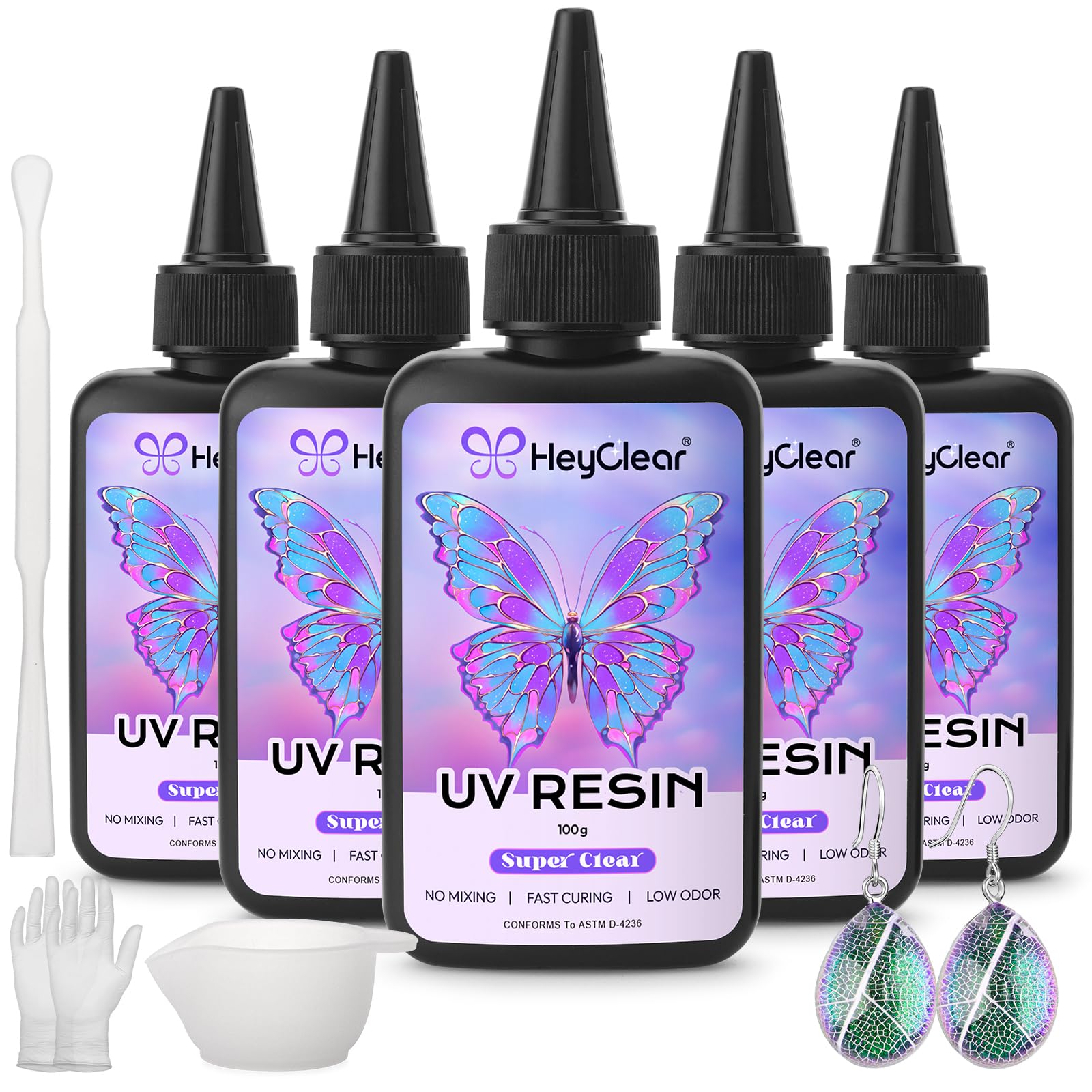 500g UV Resin kit with Casting Tools -Super Clear, Hard, Low Odor, Premixed UV Epoxy Fast Curing for Beginners Jewelry Making, DIY Crafts, Coating and Resina Art