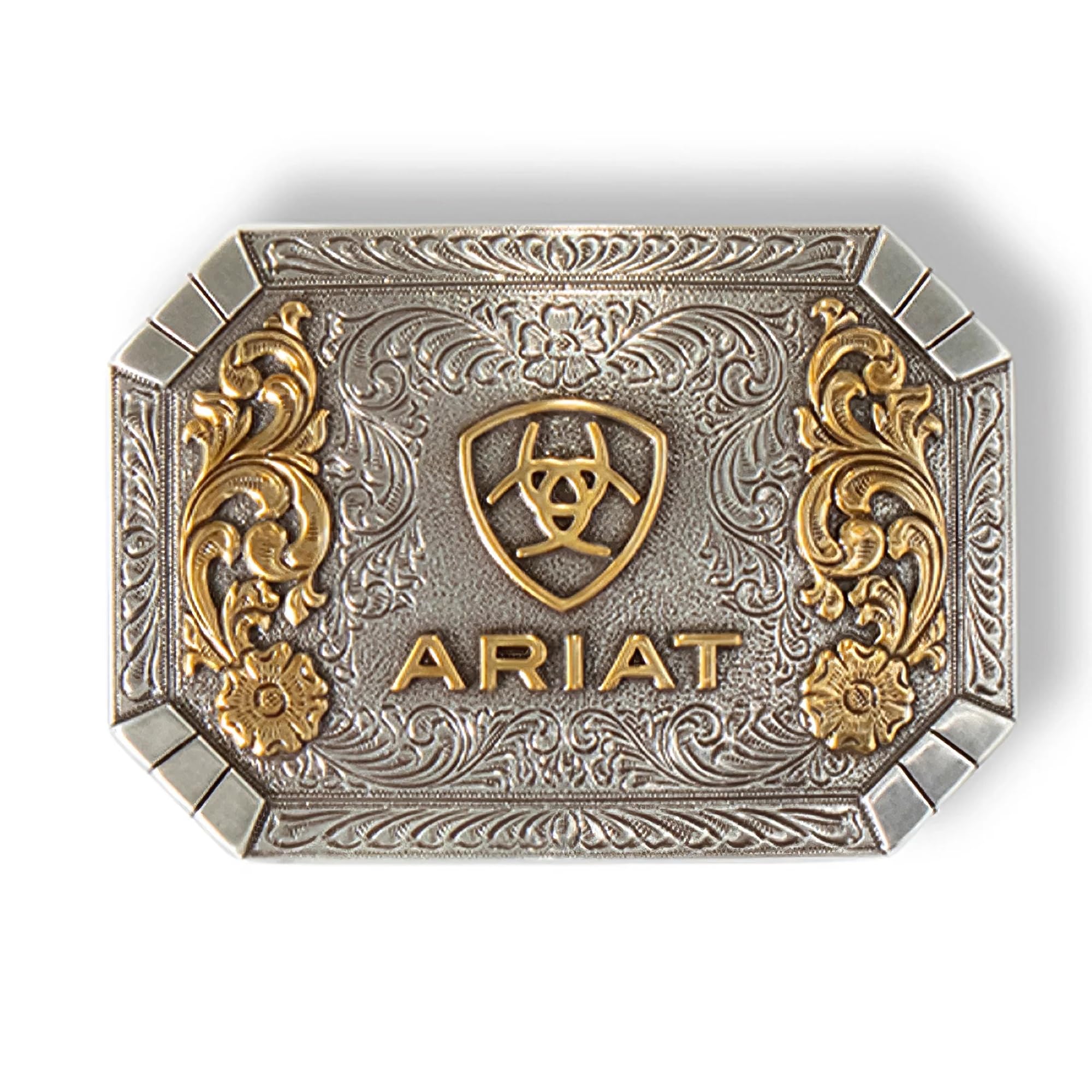 ARIAT Men's Western Belt Buckle - Floral Flag Pattern Cowboy Belt Buckle, Rectangle, One size