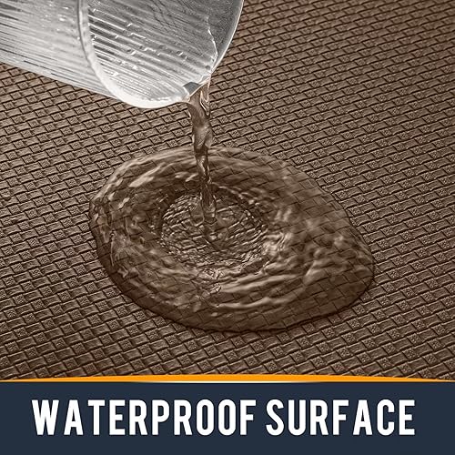 Miniatura 4 de Oakeep Tapete de cocina acolchado antifatiga para el suelo, tapete de cocina acolchado para estar de pie, 17 x 79 pulgadas, marrón