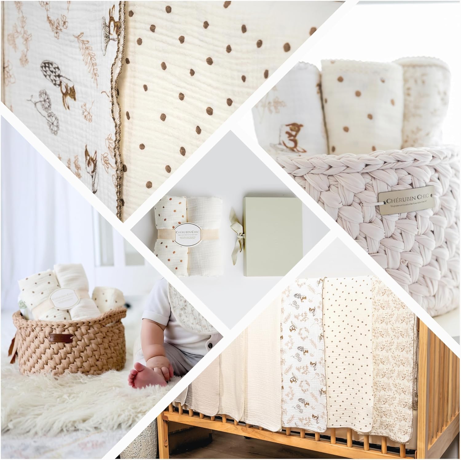 Vintage Baby Swaddle Muslin Set of 2 | Soft & Breathable Newborn Receiving Blankets | 35 x 43 inches | Baby Swaddles for Boys & Girls | Toddler Blanket in Vintage Polka Dots