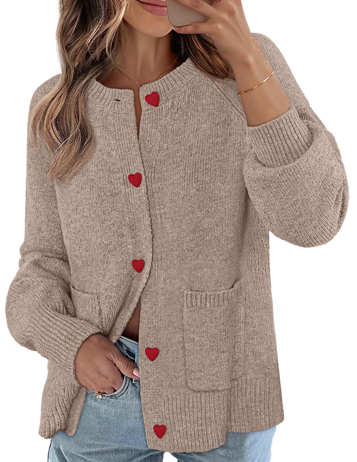 MEROKEETY Womens Cardigan Sweaters 2025 Fall Trendy Chunky Knit Button Up Cute Winter Long Sleeve Open Front Coats