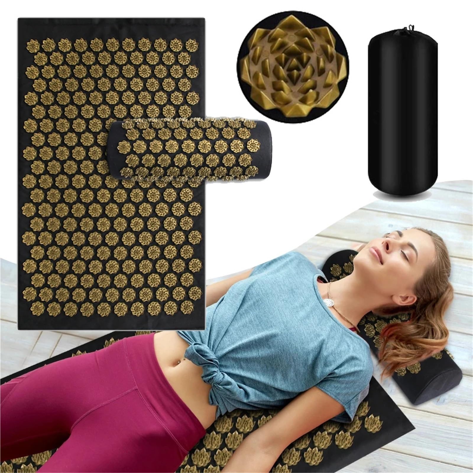 Esterilla Acupresión Estera de yoga acupresión | Aplicador Cojín Masaje Cuerpo Agujas Con Picos Almohada Masajeador De Pies Fitness(Purple)
