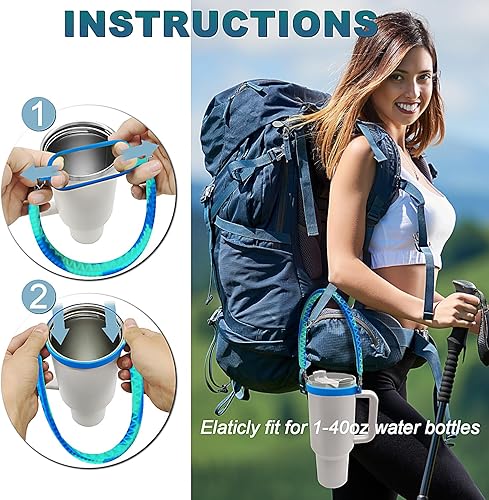 Miniatura 6 de Water Bottle Holder with Strap for Stanley Cup Owala Water Bottle, Durable Silicone Water Bottle Strap Fits 1-40oz Bottles, Water Bottle Handle with
